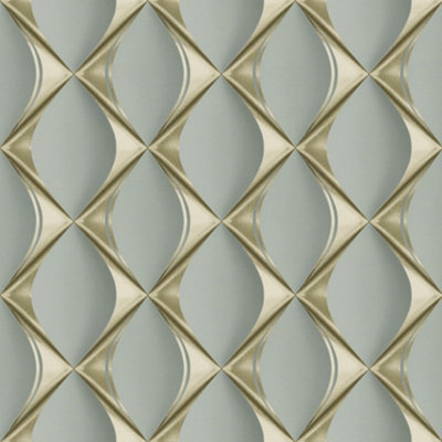 A.S. Creation My Home My Spa Green & Gold Geometric Wallpaper 38691-3
