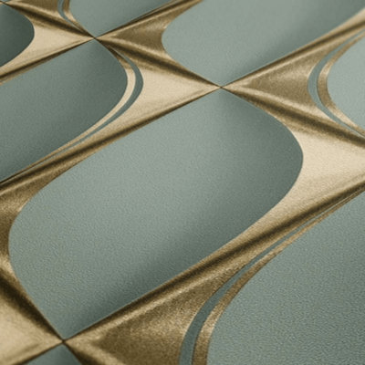 A.S. Creation My Home My Spa Green & Gold Geometric Wallpaper 38691-3