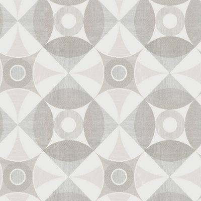 A Street Folklore Grey & Pink Circle Geometric Wallpaper FD25133