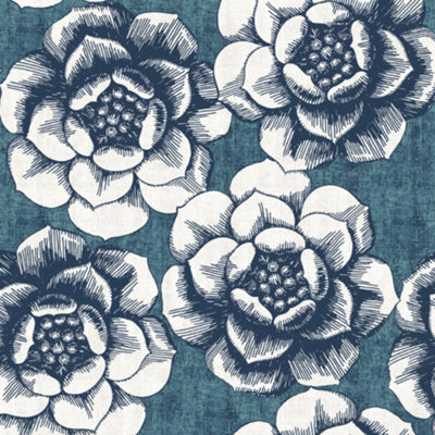 A Street Moonlight Blue Floral Wallpaper FD24238