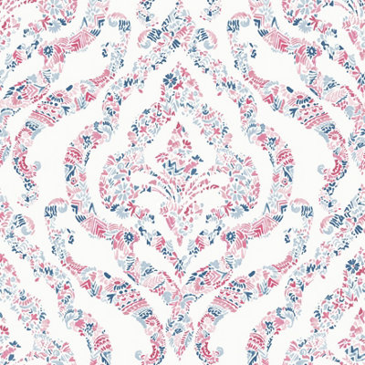 A Street Prints Featherton Damask Red Blue Wallpaper Paste The Wall Modern