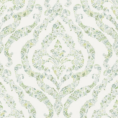 A Street Prints Featherton Damask Sage Green Wallpaper Paste The Wall Modern