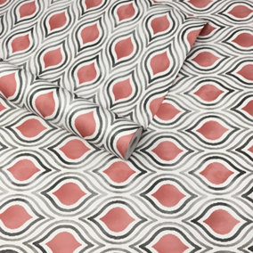 A Street Prints Mirabelle Coral Red & Grey Geometric Wave Wallpaper