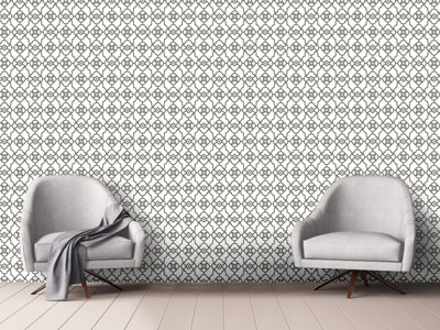 A Street Prints Mirabelle Trellis Atrium Grey Geometric Wallpaper