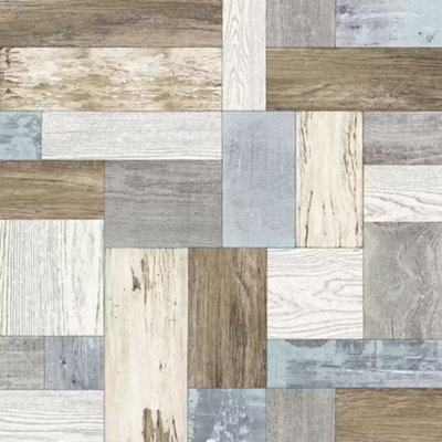 A Street Rustic Wood Panel Brown & Grey Wallpaper FD25385