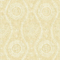 A Street Signature Paisley Pale Yellow Floral Wave Wallpaper FD24821
