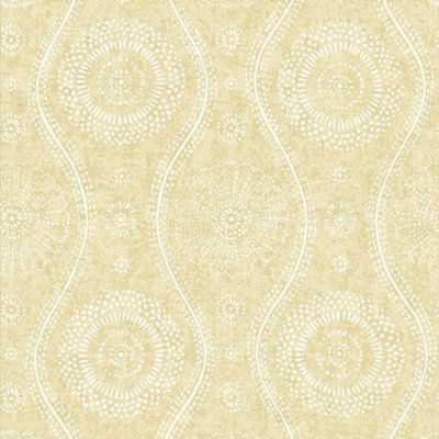 A Street Signature Paisley Pale Yellow Floral Wave Wallpaper FD24821