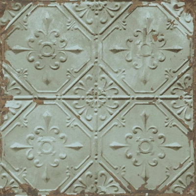 A Street Teal Reclaimed Tin Ceiling Wallpaper FD22331