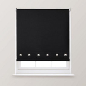 A.Unique Home Premium Quality Trimmable Square Eyelet Window Roller Blind - 2FT - BLACK - 60CM (w) x 170cm (L)