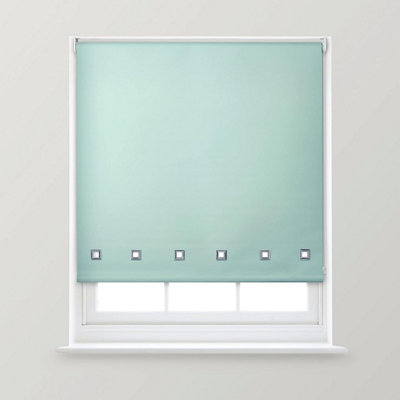 A.Unique Home Premium Quality Trimmable Square Eyelet Window Roller Blind - 2FT - DUCK EGG - 60CM (w) x 170cm (L)