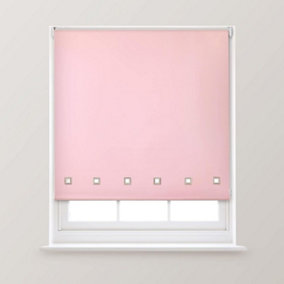 A.Unique Home Premium Quality Trimmable Square Eyelet Window Roller Blind - 2FT - PINK - 60CM (w) x 170cm (L)