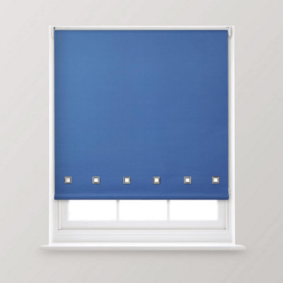 A.Unique Home Premium Quality Trimmable Square Eyelet Window Roller Blind - 2FT - ROYAL BLUE - 60CM (w) x 170cm (L)