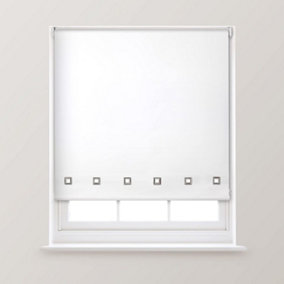 A.Unique Home Premium Quality Trimmable Square Eyelet Window Roller Blind - 3FT - WHITE - 90CM (w) x 170cm (L)