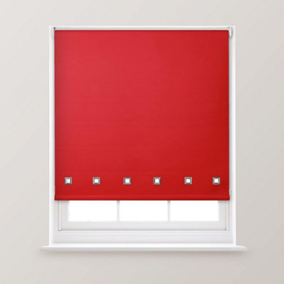 A.Unique Home Premium Quality Trimmable Square Eyelet Window Roller Blind - 5FT - RED - 150CM (w) x 170cm (L)