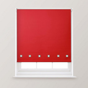 A.Unique Home Premium Quality Trimmable Square Eyelet Window Roller Blind - 5FT - RED - 150CM (w) x 170cm (L)