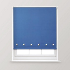 A.Unique Home Premium Quality Trimmable Square Eyelet Window Roller Blind - 5FT - ROYAL BLUE - 150CM (w) x 170cm (L)