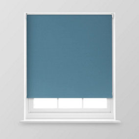 A.Unique Home Premium Trimmable Thermal Blackout Roller Window Blind - 2FT - Blue Stone - 60cm (W) x 170cm (L)
