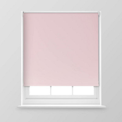 A.Unique Home Premium Trimmable Thermal Blackout Roller Window Blind - 2FT - Blush Pink - 60cm (W) x 170cm (L)