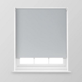 A.Unique Home Premium Trimmable Thermal Blackout Roller Window Blind - 2FT - Grey - 60cm (W) x 170cm (L)