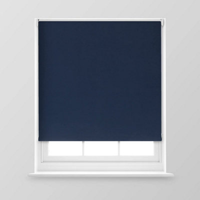 A.Unique Home Premium Trimmable Thermal Blackout Roller Window Blind - 2FT - Navy - 60cm (W) x 170cm (L)