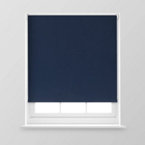 A.Unique Home Premium Trimmable Thermal Blackout Roller Window Blind - 2FT - Navy - 60cm (W) x 170cm (L)