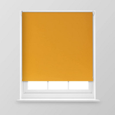 A.Unique Home Premium Trimmable Thermal Blackout Roller Window Blind - 2FT - Ochre - 60cm (W) x 170cm (L)