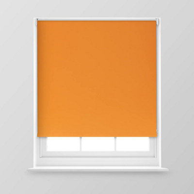 A.Unique Home Premium Trimmable Thermal Blackout Roller Window Blind - 2FT - Orange - 60cm (W) x 170cm (L)