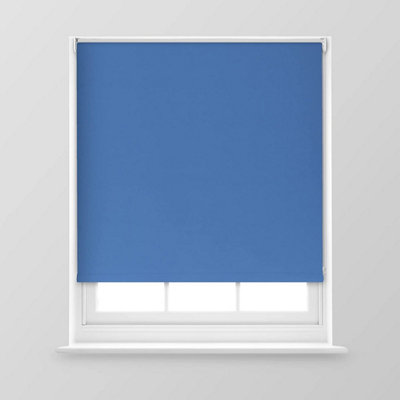 A.Unique Home Premium Trimmable Thermal Blackout Roller Window Blind - 2FT - Royal Blue - 60cm (W) x 170cm (L)