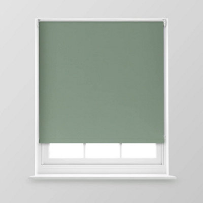 A.Unique Home Premium Trimmable Thermal Blackout Roller Window Blind - 2FT - Sage - 60cm (W) x 170cm (L)