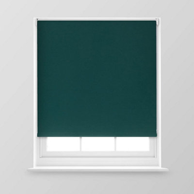 A.Unique Home Premium Trimmable Thermal Blackout Roller Window Blind - 3FT - Dark Green - 90cm (W) x 170cm (L)