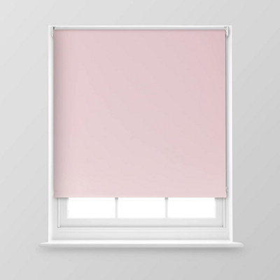 A.Unique Home Premium Trimmable Thermal Blackout Roller Window Blind - 4FT - Blush Pink - 120cm (W) x 170cm (L)