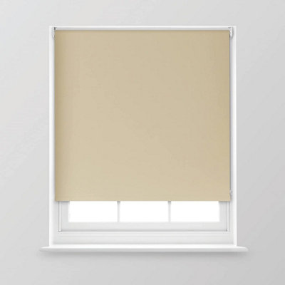 A.Unique Home Premium Trimmable Thermal Blackout Roller Window Blind - 4FT - Natural - 120cm (W) x 170cm (L)