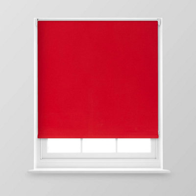 A.Unique Home Premium Trimmable Thermal Blackout Roller Window Blind - 4FT - Red - 120cm (W) x 170cm (L)