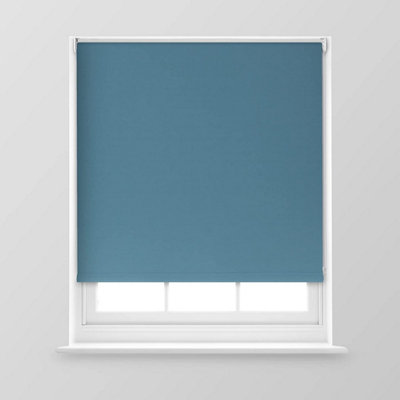 A.Unique Home Premium Trimmable Thermal Blackout Roller Window Blind - 5FT - Blue Stone - 150cm (W) x 170cm (L)