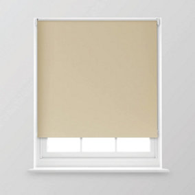 A.Unique Home Premium Trimmable Thermal Blackout Roller Window Blind - 5FT - Natural - 150cm (W) x 170cm (L)