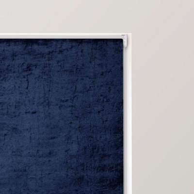 A.Unique Home Premium Trimmable Thermal Crushed Velvet Roller Window Blind - 2FT - Navy - 60cm (W) x 170cm (L)