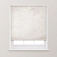 A.Unique Home Premium Trimmable Thermal Crushed Velvet Roller Window Blind - 2FT - Pearl - 60cm (W) x 170cm (L)