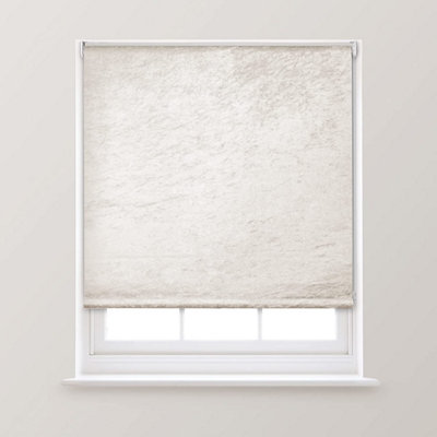 A.Unique Home Premium Trimmable Thermal Crushed Velvet Roller Window Blind - 3FT - Pearl - 90cm (W) x 170cm (L)