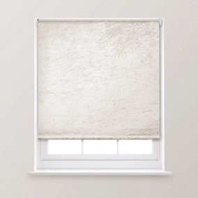 A.Unique Home Premium Trimmable Thermal Crushed Velvet Roller Window Blind - 4FT - Pearl - 120cm (W) x 170cm (L)