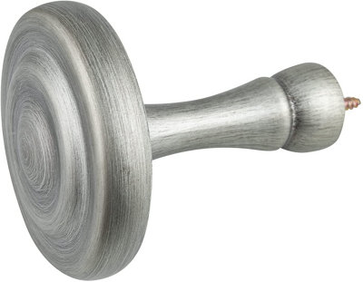 A.Unique Home Ribbed Wooden Curtain Pole with Rings and Fittings - 35mm - 11cm - Antique Silver