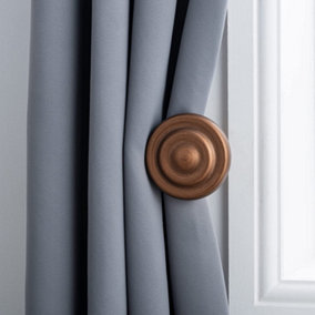 A.Unique Home Ribbed Wooden Curtain Pole with Rings and Fittings - 35mm - 11cm - Walnut