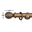 A.Unique Home Ribbed Wooden Curtain Pole with Rings and Fittings  - 35mm - 120cm - Antique Gold