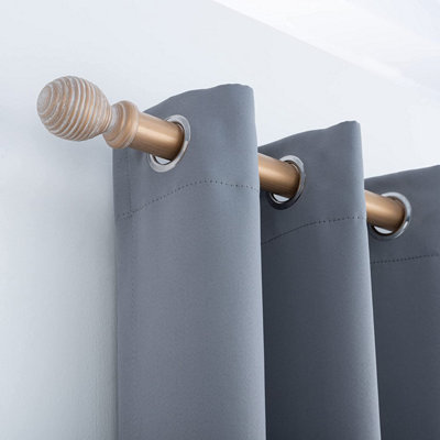 A.Unique Home Ribbed Wooden Curtain Pole with Rings and Fittings - 35mm ...