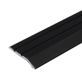 A01 900mm x 30mm 2.3mm Anodised Aluminium Door Threshold Ramp Profile - Black, 0.9m