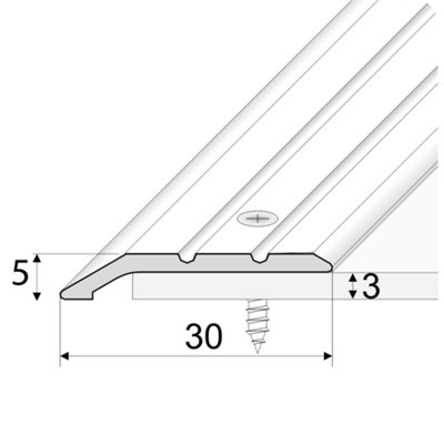 A01 900mm x 30mm 2.3mm Anodised Aluminium Door Threshold Ramp Profile - Inox, 0.9m