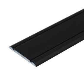 A02 930mm x 30mm 2.7mm Anodised Aluminium Flat Door Threshold Strip - Black, 0.93m