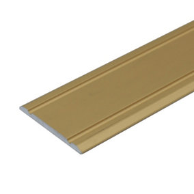 A02 930mm x 30mm 2.7mm Anodised Aluminium Flat Self Adhesive Door Threshold Strip - Gold, 0.93m