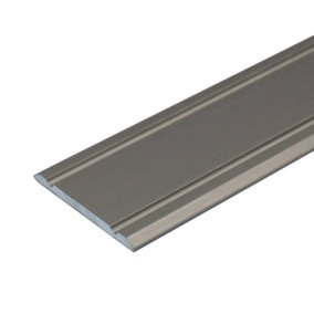 A02 930mm x 30mm 2.7mm Anodised Aluminium Flat Self Adhesive Door Threshold Strip - Inox, 0.93m