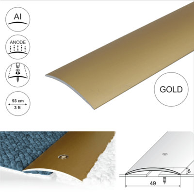 A04 49mm Anodised Aluminium Door Threshold Strip - Gold, 0.93m