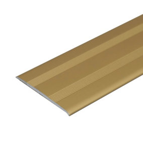 A08 930mm x 35mm 2.3mm 2.3mm Anodised Aluminium Flat Self Adhesive Door Threshold Strip - Gold, 0.93m